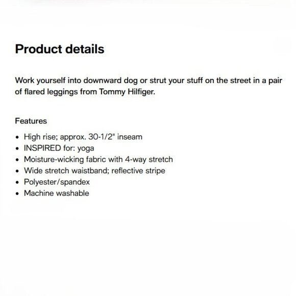 TOMMY HILFIGER SPORT Yoga Pants High Rise Flared BLUE size M Athletic Athleisure - Picture 9 of 9